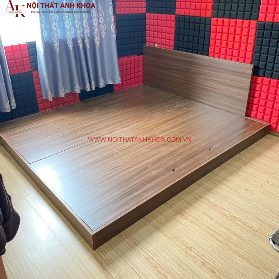 Giường Ngủ Bệt Gỗ MDF Có Kệ Sách