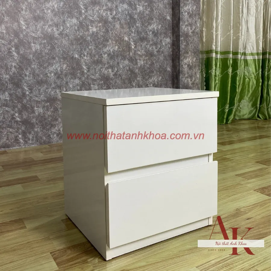 Tủ Đầu Giường Gỗ Công Nghiệp MDF Màu Trắng Hiện Đại Giá Tốt