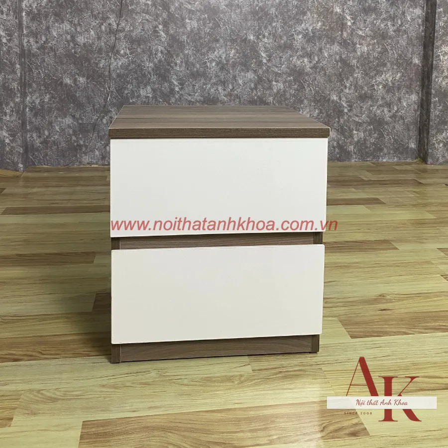 Tủ Đầu Giường Gỗ Công Nghiệp Mdf Màu Vân Gỗ Phối Trắng Đẹp