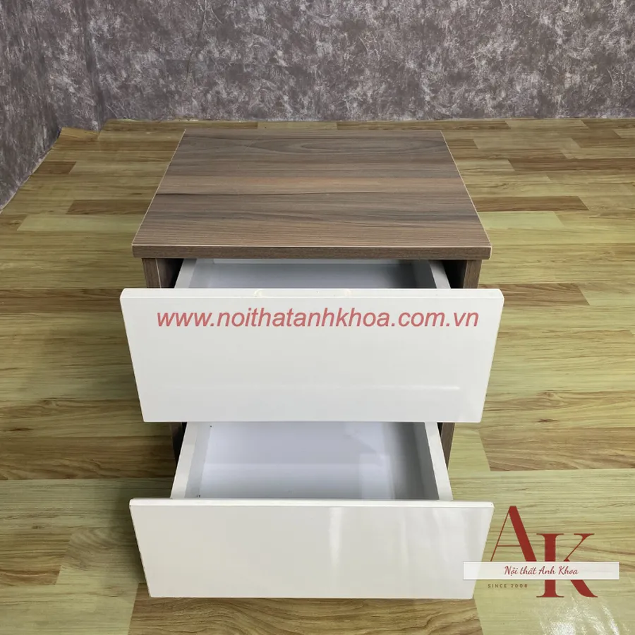 Tủ Đầu Giường Gỗ Công Nghiệp Mdf Màu Vân Gỗ Phối Trắng Đẹp