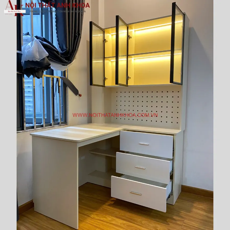 Bàn Làm Việc Kết Hợp Kệ Sách Đẹp Tiện Lợi