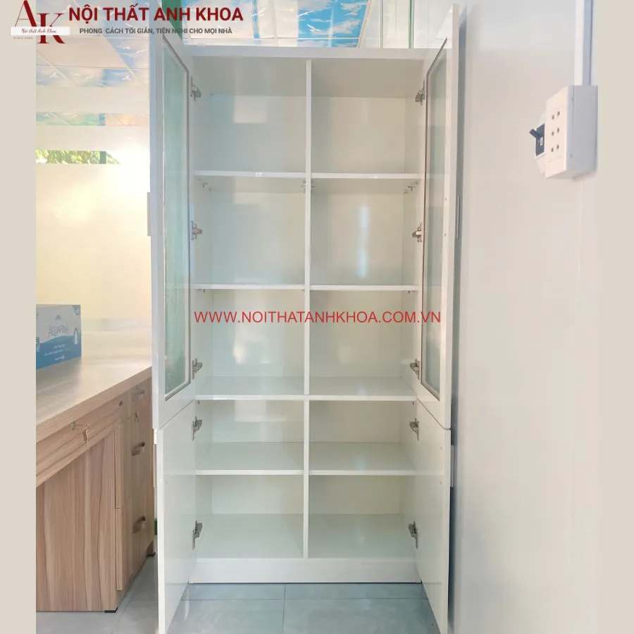 Tủ Đựng Hồ Sơ Gỗ Công Nghiệp Màu Trắng Hiện Đại