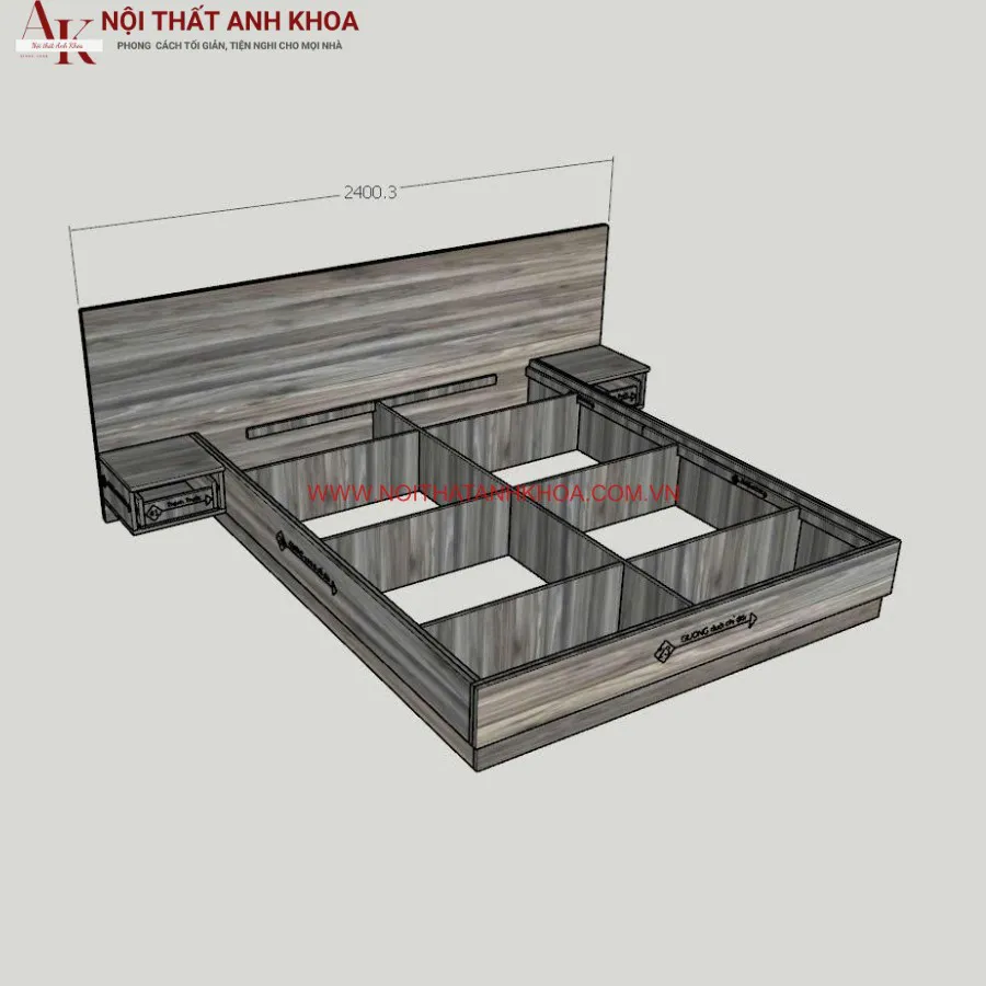 Giường Ngủ Thông Minh Gỗ MDF Có Led Hiện Đại