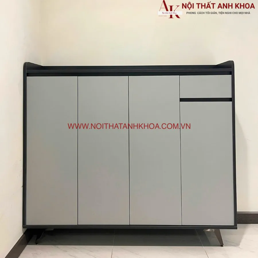 Tủ Giày Chung Cư Gỗ Công Nghiệp Màu Xám Phối Trắng Cao Cấp