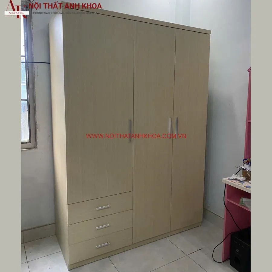 Mẫu Tủ Quần Áo 3 Cánh Gỗ Công Nghiệp Hiện Đại