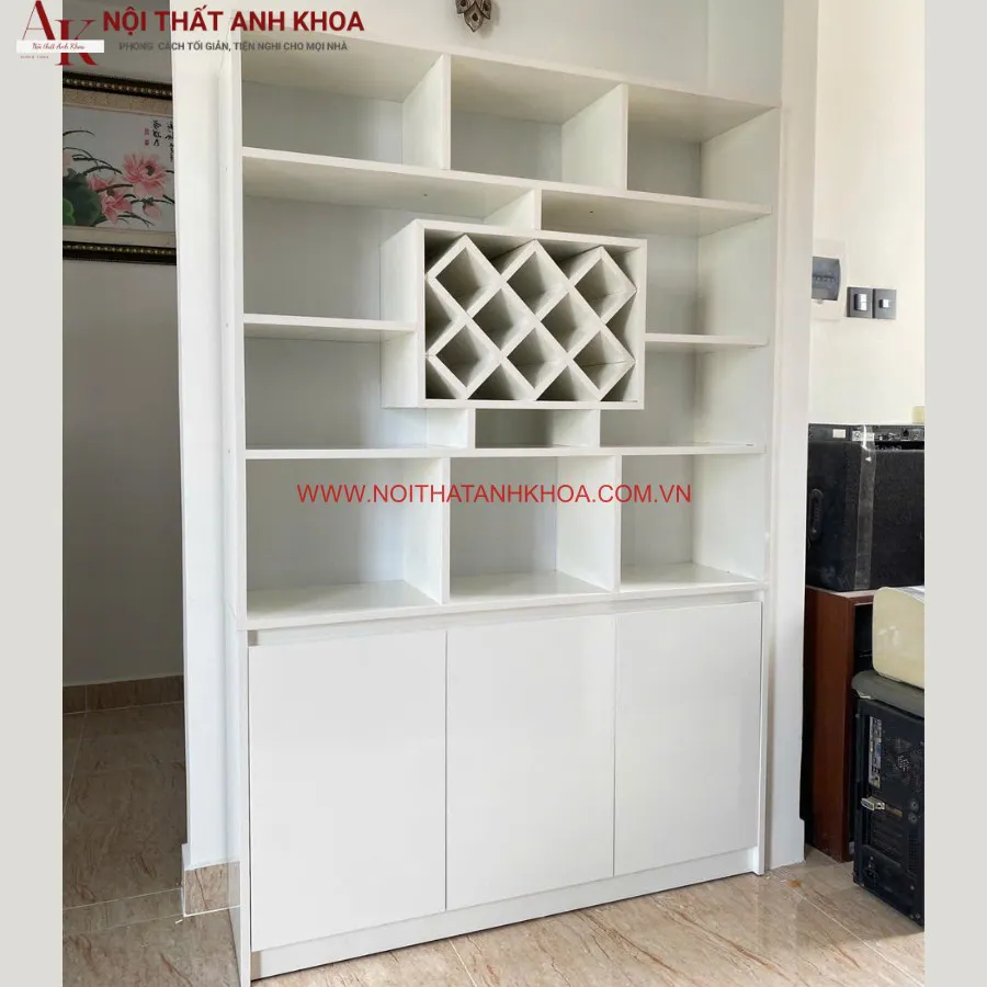 Tủ Đựng Rượu Gỗ Công Nghiệp Trang Trí Phòng Khách Đẹp Hiện Đại