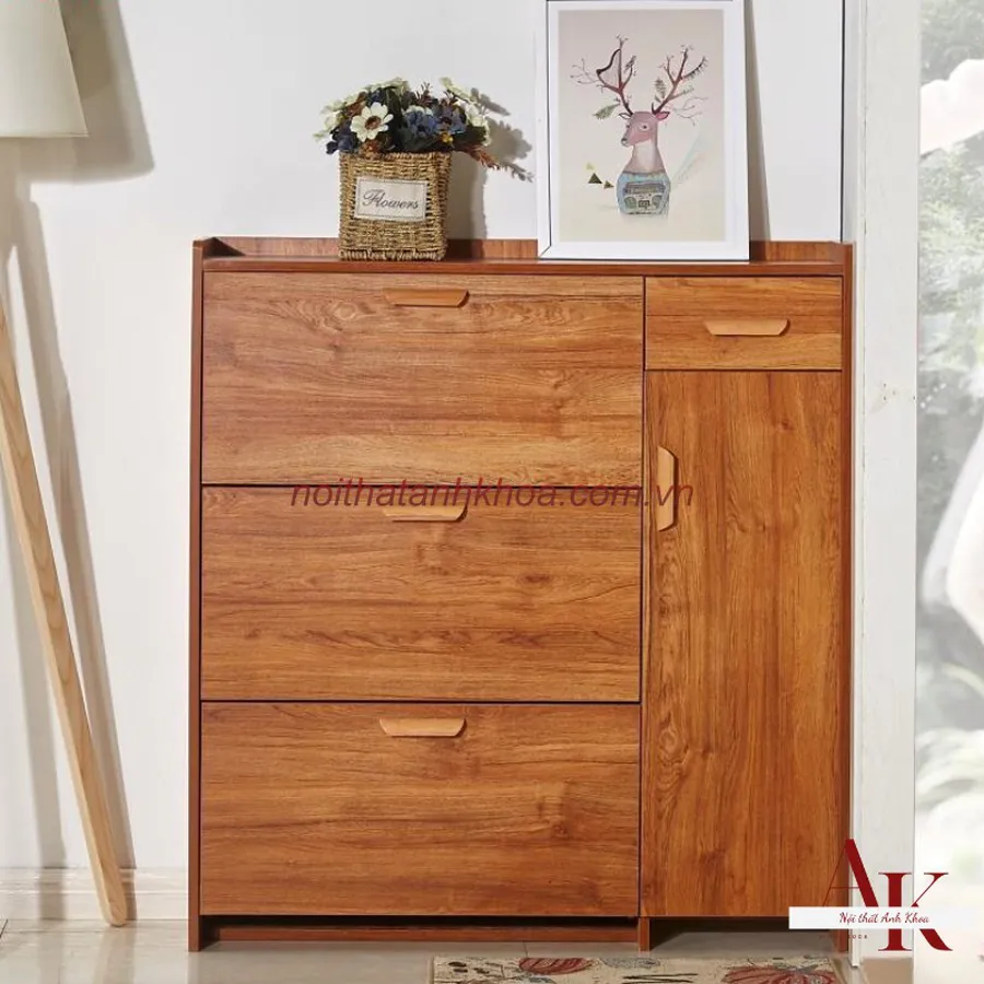 Tủ Giày Gỗ Sồi Tự Nhiên Thiết Kế Thông Minh Đẹp Giá Tốt