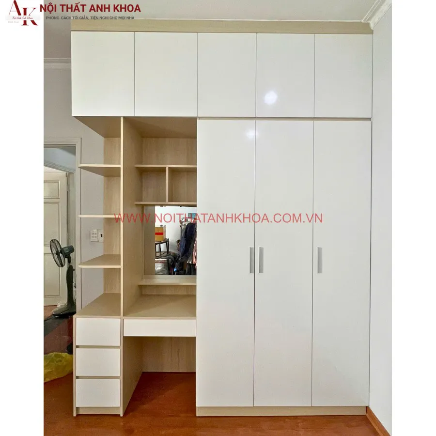 Tủ Quần Áo Kết Hợp Bàn Trang Điểm Phong Cách Hiện Đại