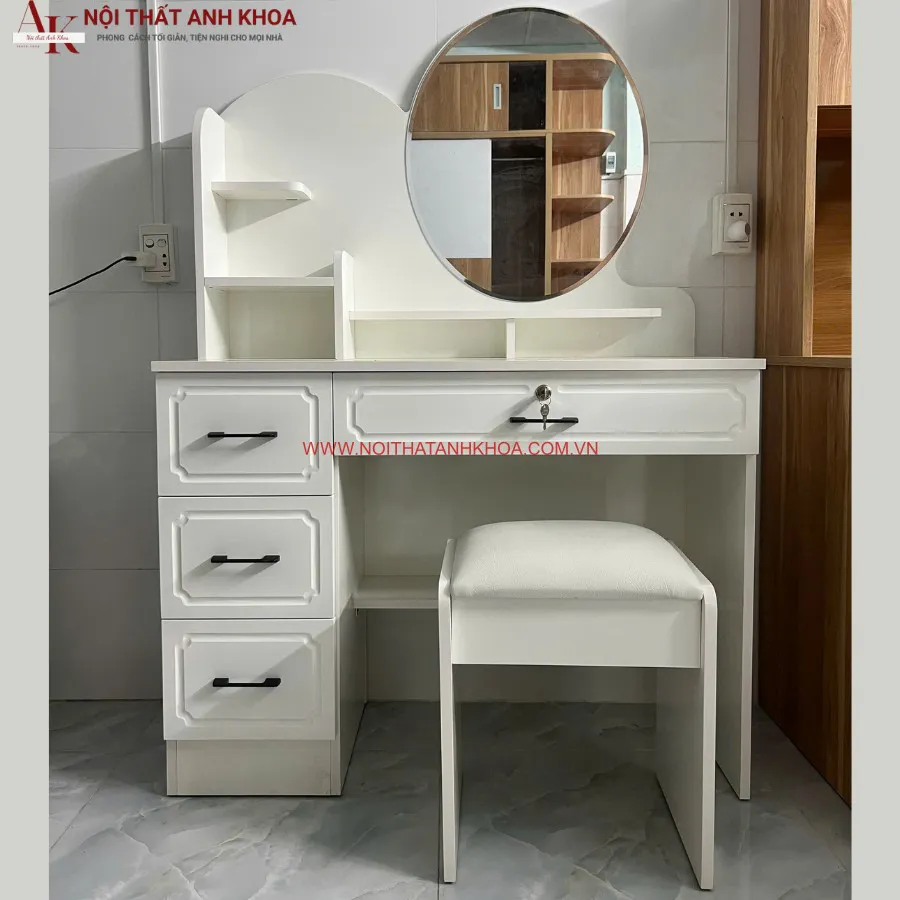 Bàn Trang Điểm Màu Trắng Gỗ Công Nghiệp Đẹp Hiện Đại