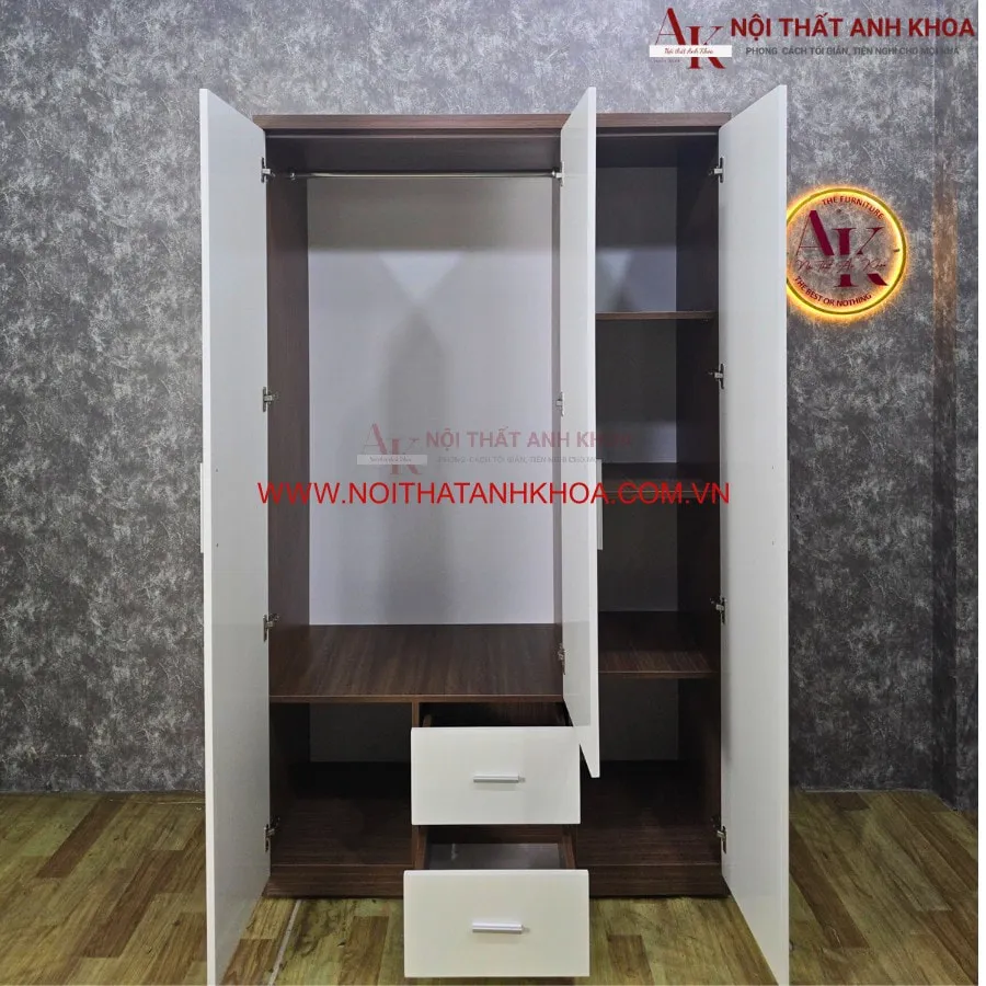 Tủ Quần Áo 3 Cánh Gỗ Công Nghiệp Mẫu Mã Đơn Giản Giá Rẻ