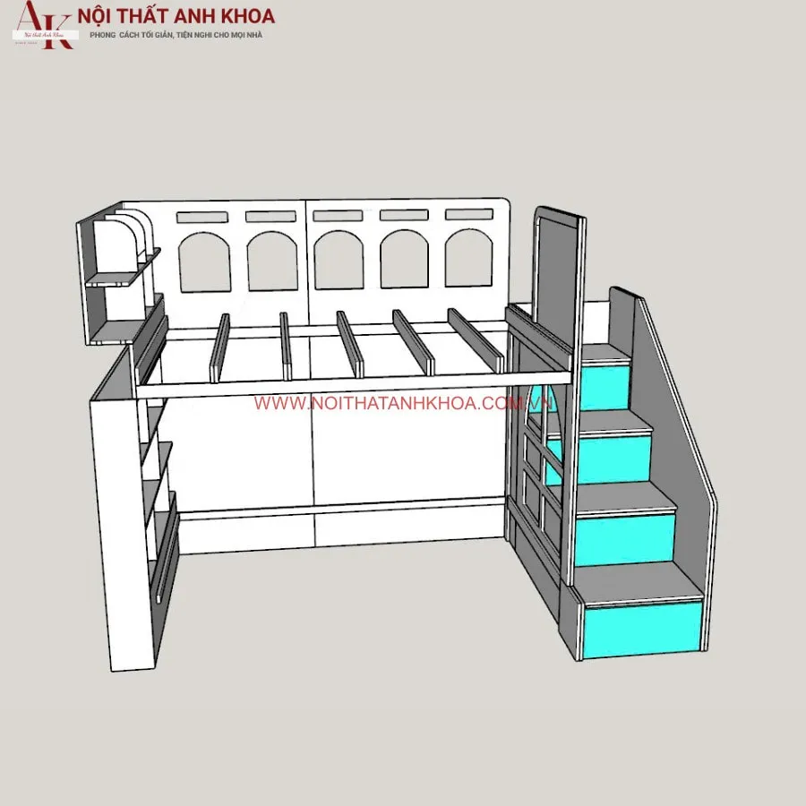 Giường 2 Tầng Gỗ Công Nghiệp Phối Màu Đẹp