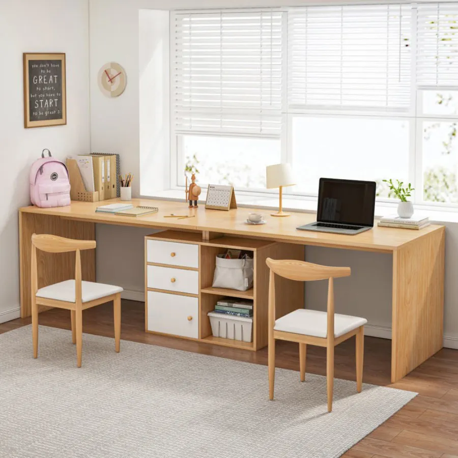 Bộ Bàn Học Sinh Đôi Gỗ Công Nghiệp Đẹp Tiện Lợi
