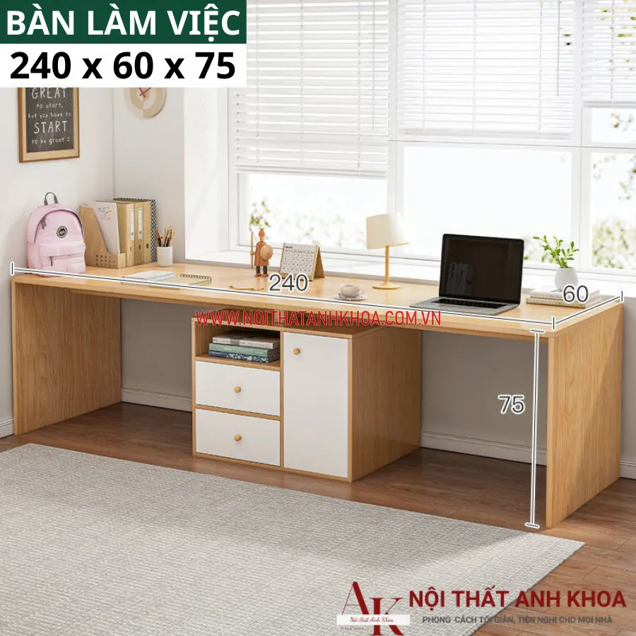 Bộ Bàn Học Sinh Đôi Gỗ Công Nghiệp Đẹp Tiện Lợi
