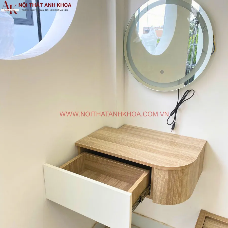 Bàn Trang Điểm Treo Tường Gỗ MDF Bo Cạnh Mềm Mại Thiết Kế Chắc Chắn