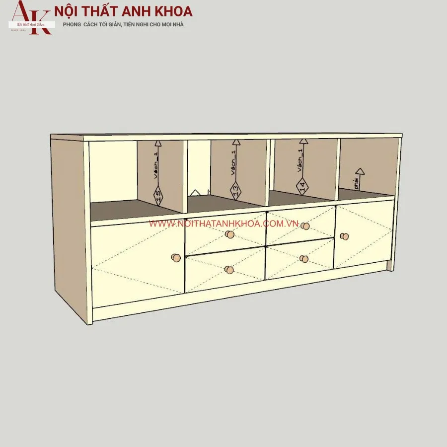 Kệ Sách Gỗ Công Nghiệp Có Hộc Tủ Hiện Đại