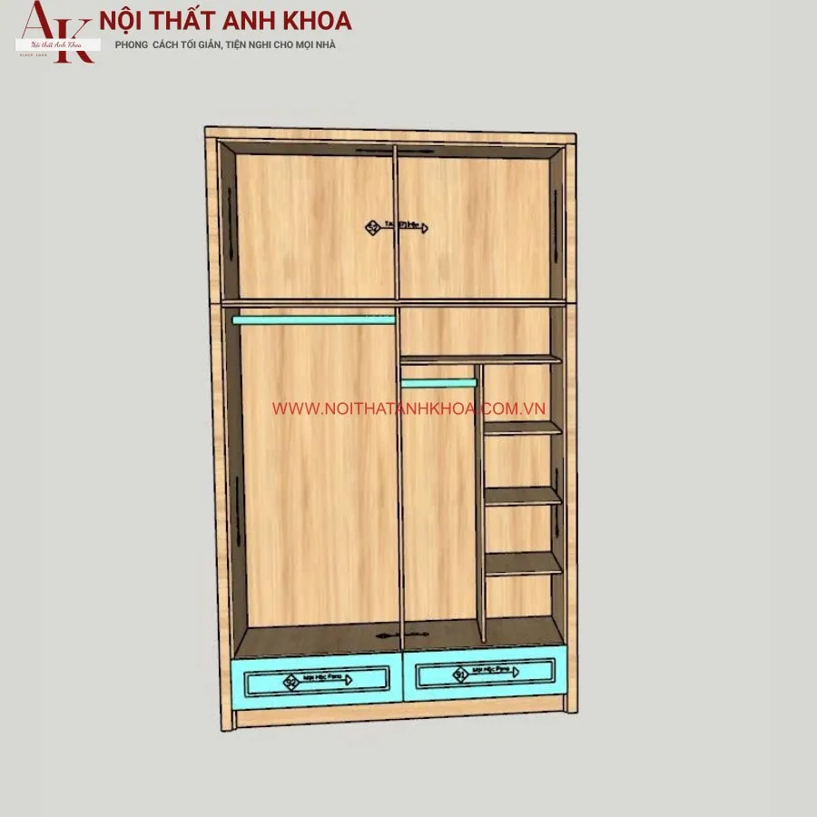 Tủ Quần Áo Âm Tường Kịch Trần Gỗ Công Nghiệp