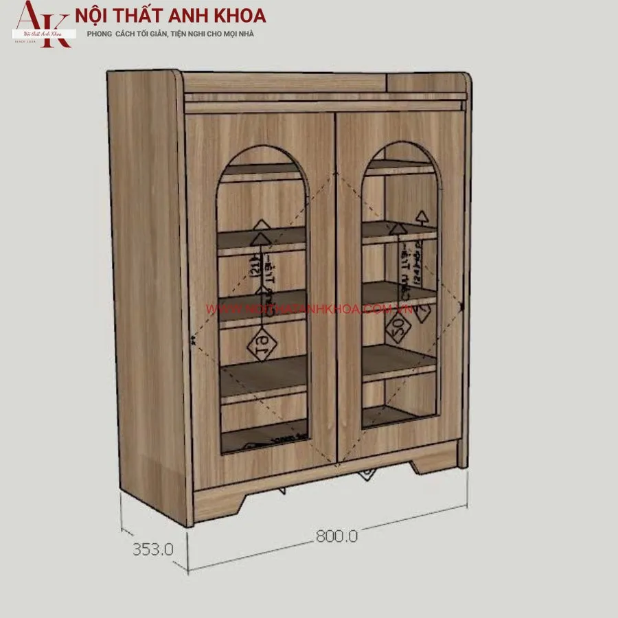 Mẫu Tủ Giày Dép Hiện Đại Gỗ MDF Cánh Đan Mây