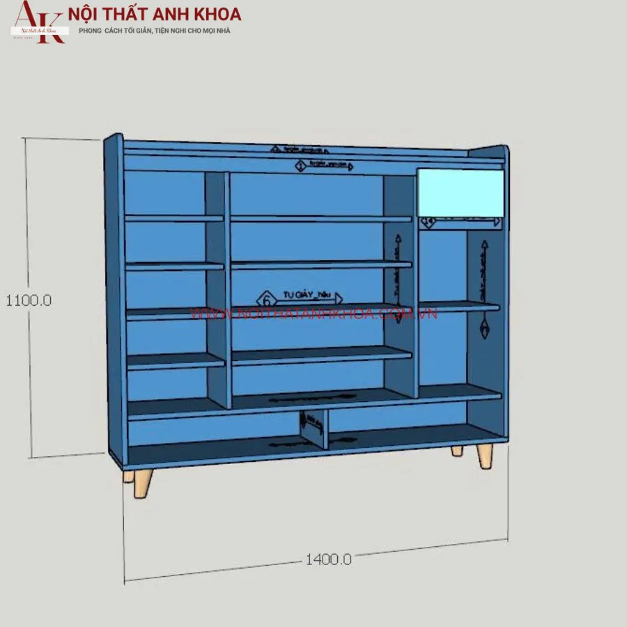 Tủ Giày Chung Cư Gỗ Công Nghiệp Màu Xám Phối Trắng Cao Cấp