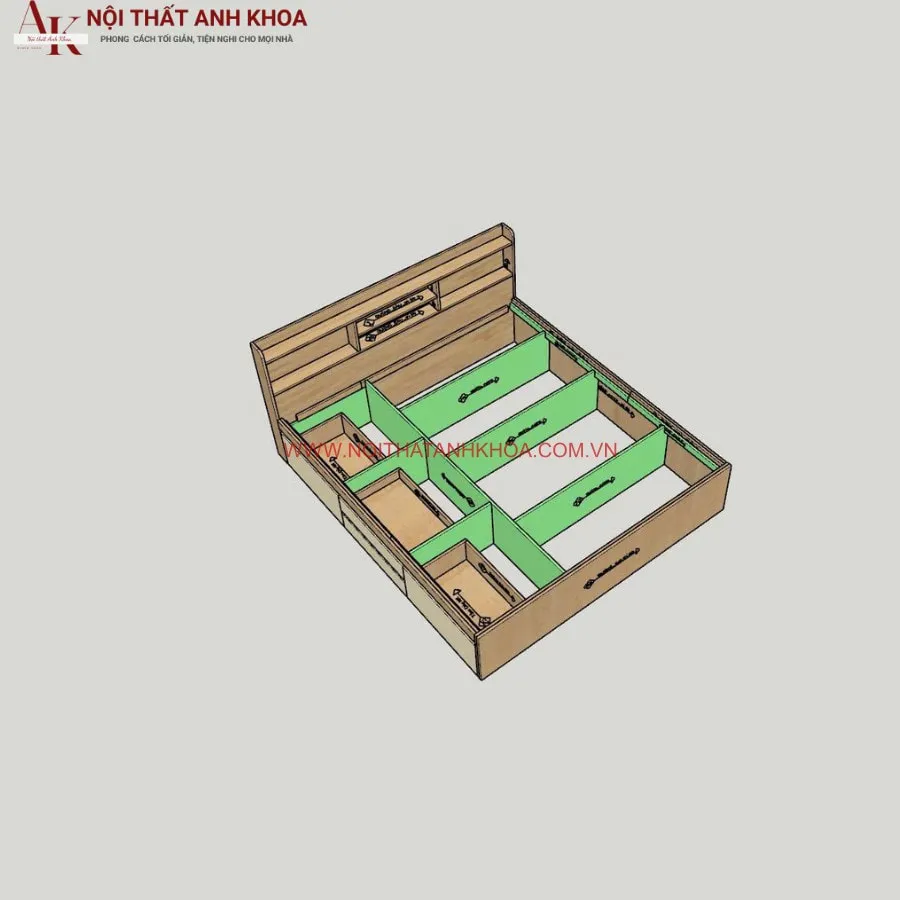 Giường Ngủ Gỗ Công Nghiệp Có Ngăn Kéo Hiện đại