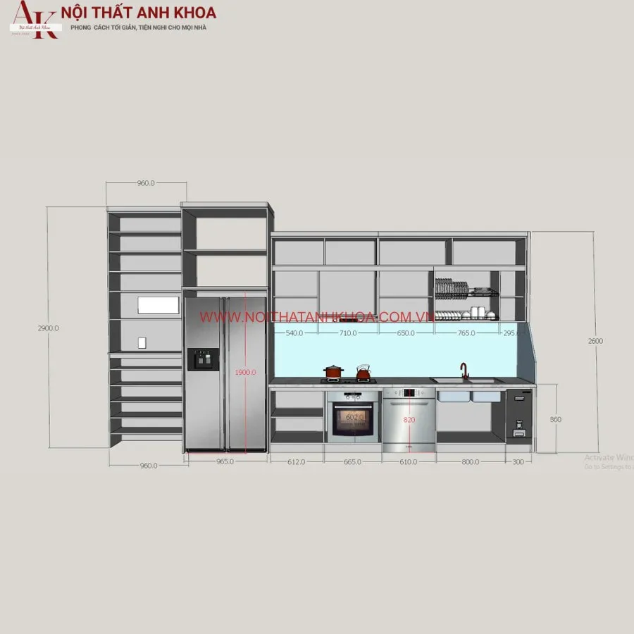 Tủ Bếp Gỗ Công Nghiệp Kết Hợp Cánh Acrylic Cao Cấp