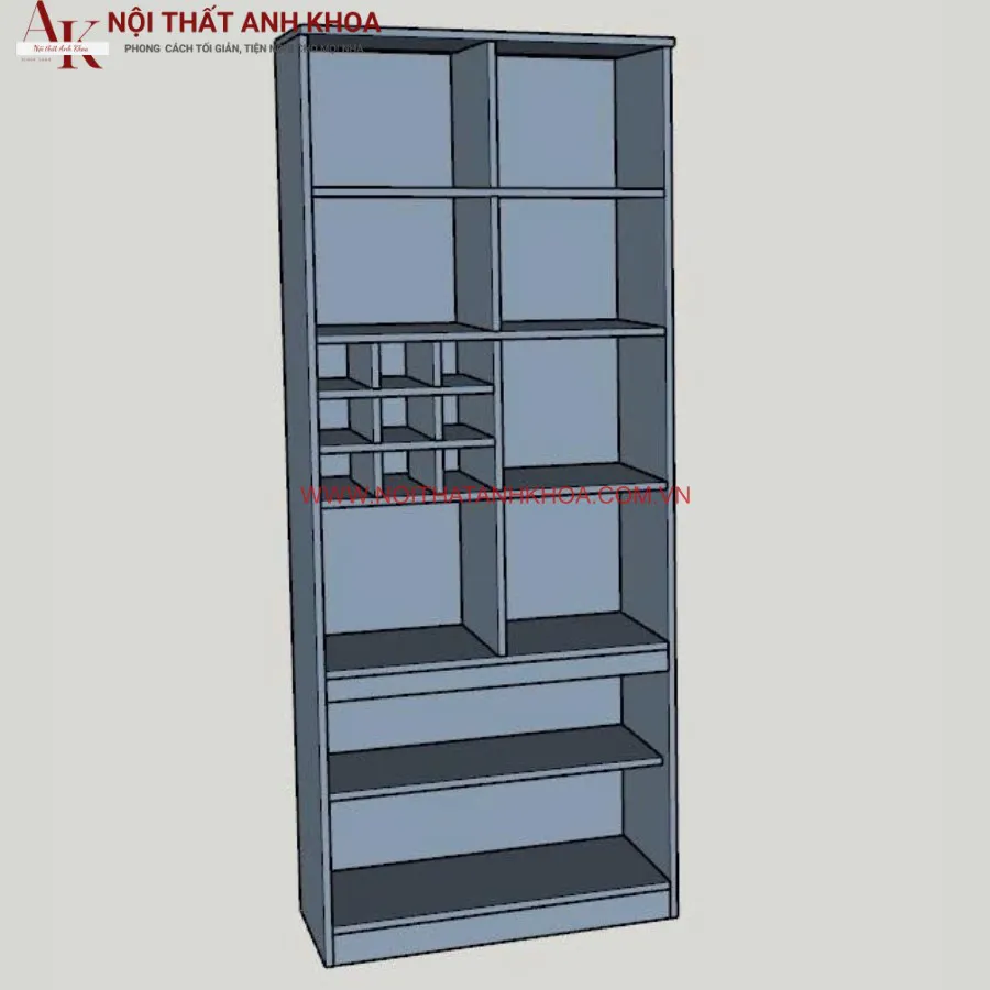 Tủ Rượu Phòng Khách Gỗ Công Nghiệp Màu Xám Kết Hợp Đèn Led Đẹp