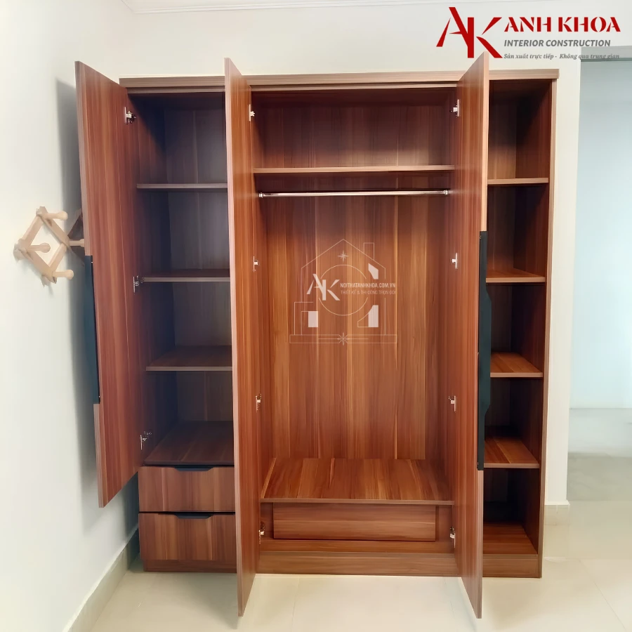 Tủ Quần Áo Hiện Đại Gỗ Công Nghiệp Màu Óc Chó