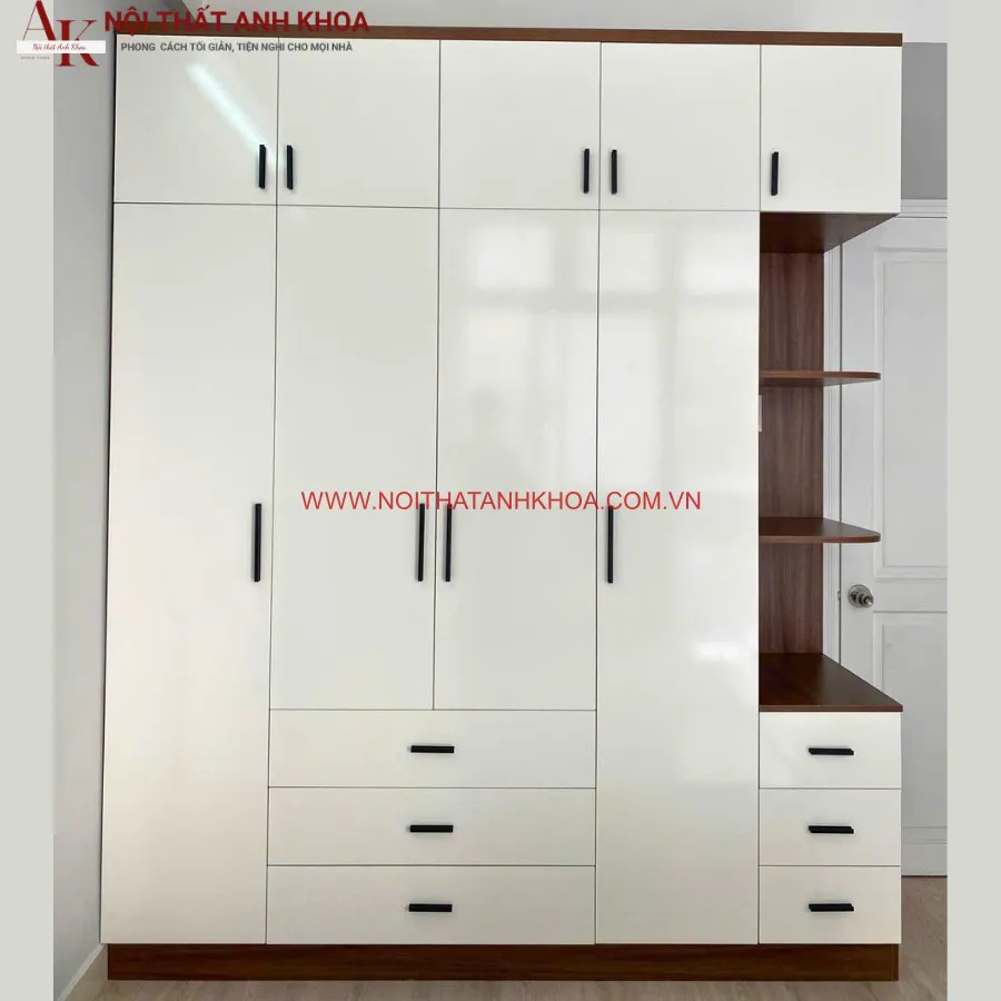 Tủ Quần Áo Gỗ Ép Thiết Kế Kịch Trần Đẹp