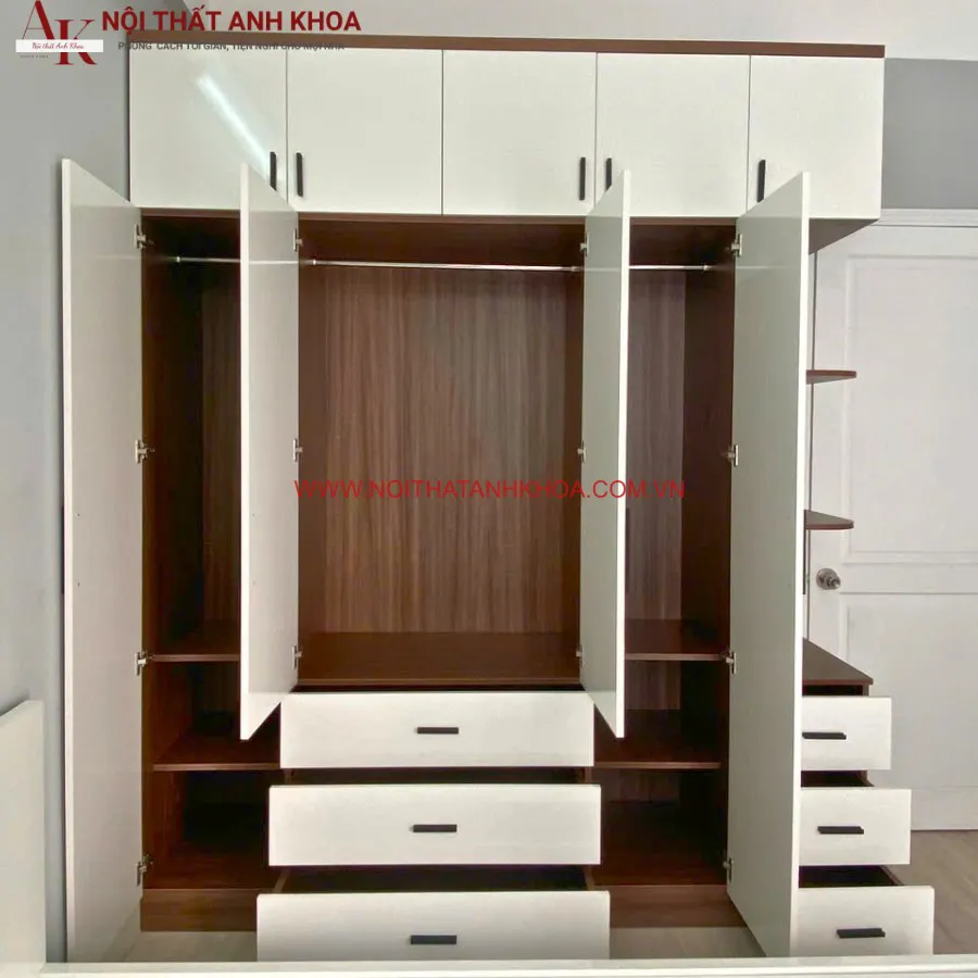 Tủ Quần Áo Gỗ Ép Thiết Kế Kịch Trần Đẹp