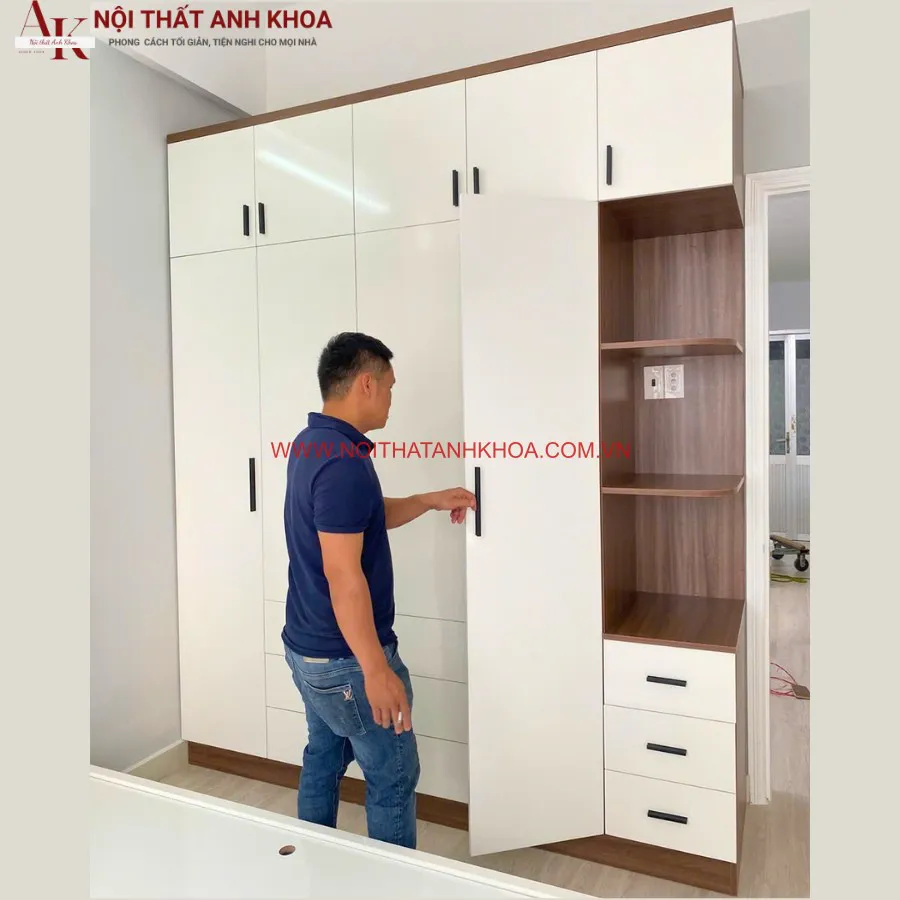 Tủ Quần Áo Gỗ Ép Thiết Kế Kịch Trần Đẹp