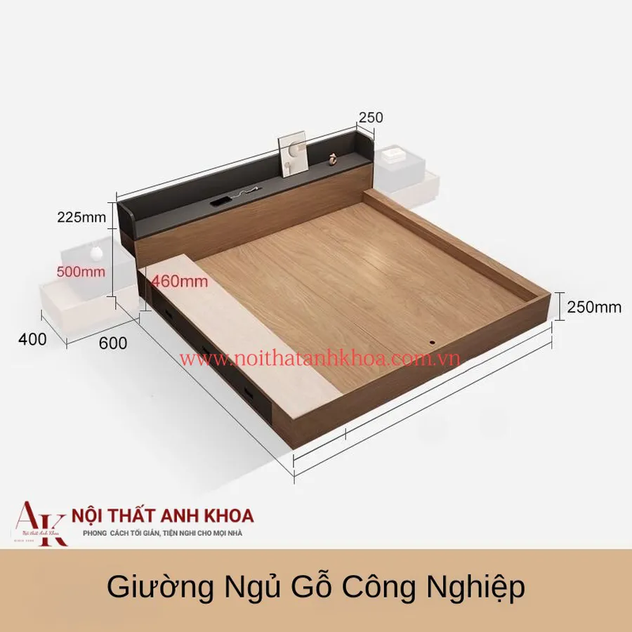 Giường Ngủ Đơn Giản Gỗ Công Nghiệp Có Ngăn Kéo Giá Rẻ