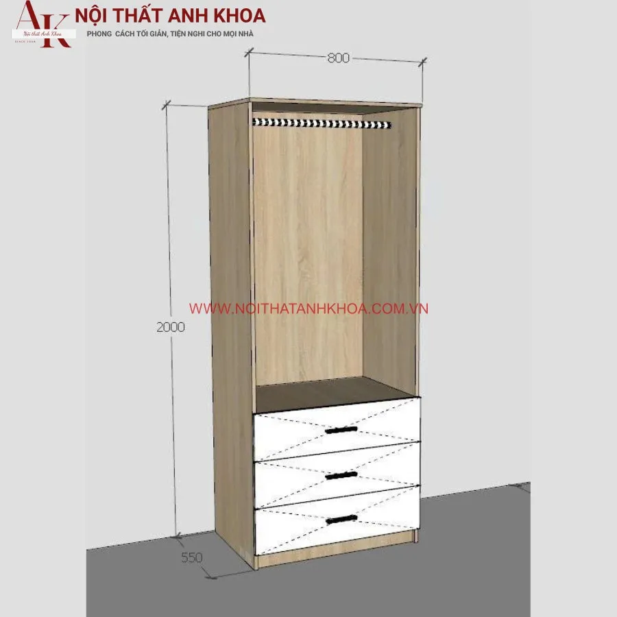 Tủ Quần Áo Gỗ Công Nghiệp MDF Phủ Melamine Giá Rẻ