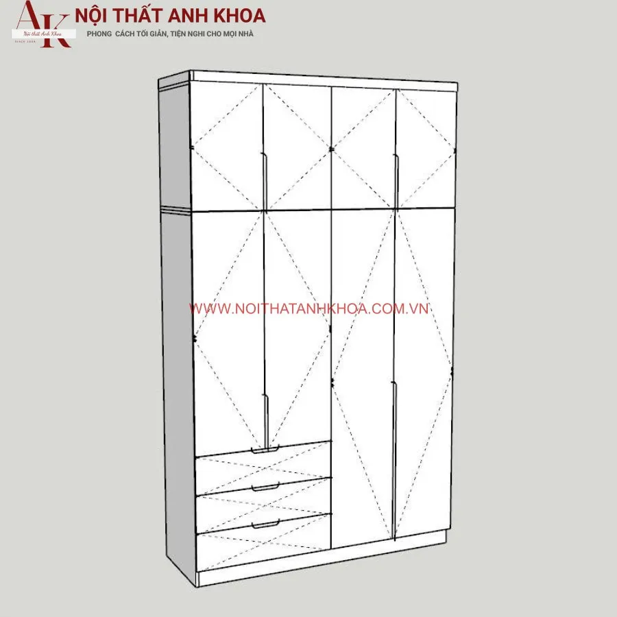 Tủ Quần Áo Gỗ MDF Thiết Kế Thông Minh Hiện Đại