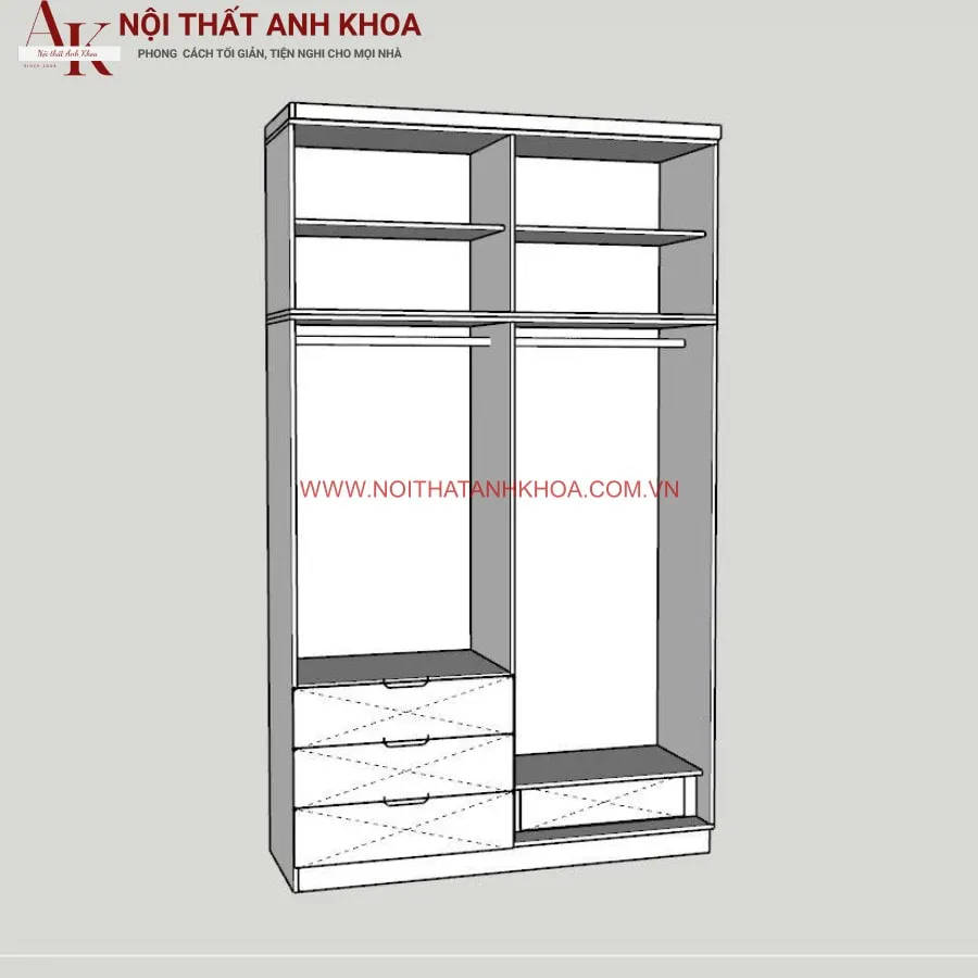 Tủ Quần Áo Gỗ MDF Thiết Kế Thông Minh Hiện Đại