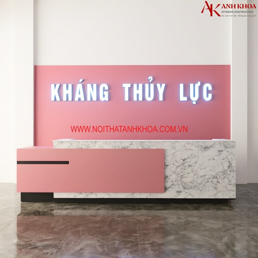 Quầy Lễ Tân Khách Sạn Gỗ Công Nghiệp Đẹp Hiện Đại