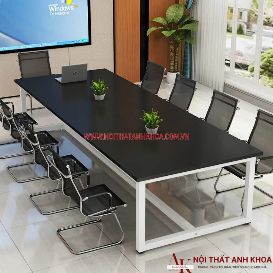 Bàn Họp văn Phòng Gỗ Công Nghiệp Màu Đen Đẹp Hiện Đại