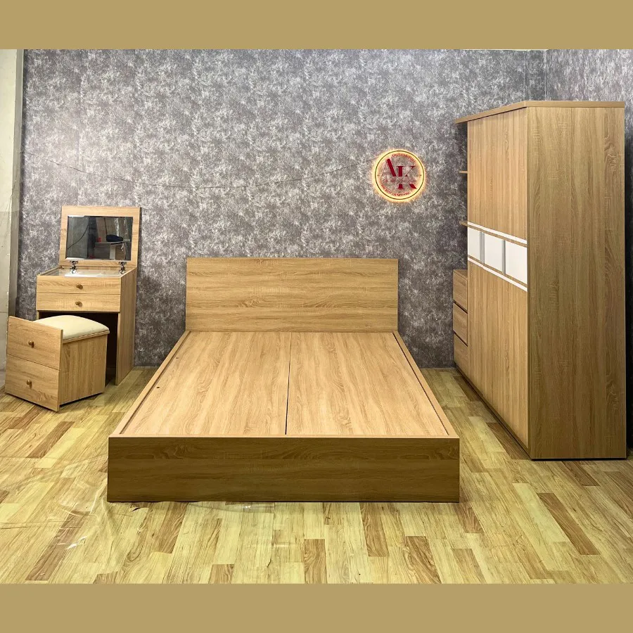 Combo Phòng Ngủ Gỗ Công Nghiệp Màu Vàng Đẹp Tiện Nghi