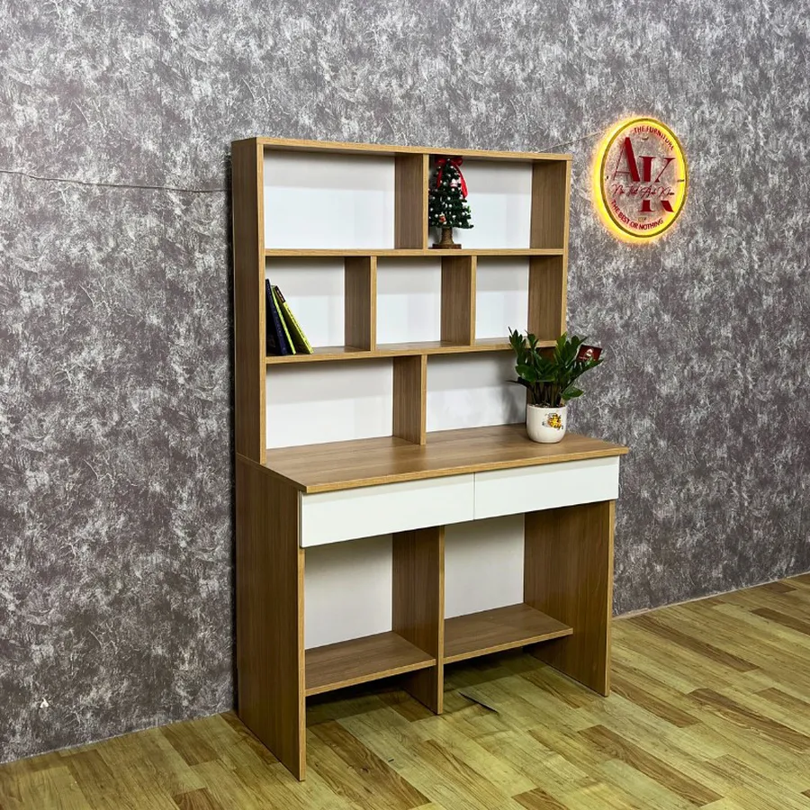 Bàn Học Sinh Gỗ MDF Thiết Kế Đẹp Kèm Kệ Sách Tiện Lợi