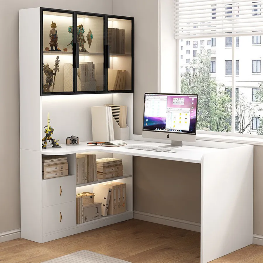 Bàn Làm Việc Kết Hợp Kệ Sách Cánh Kính Đẹp Hiện Đại