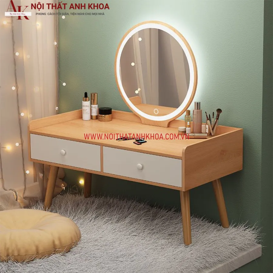 Bàn Phấn Mini Bệt Màu Vàng Vân Gỗ Hiện Đại Giá Rẻ
