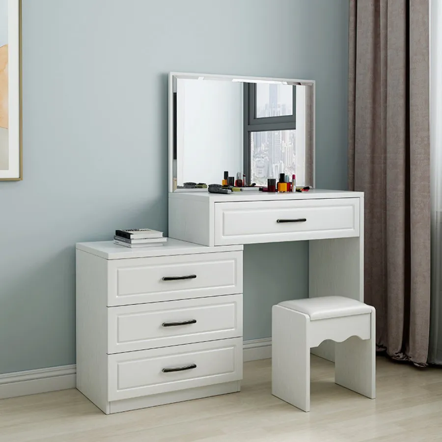 Bàn Trang Điểm Gỗ Công Nghiệp Màu Trắng Thiết Kế Phong Cách Cổ Điển