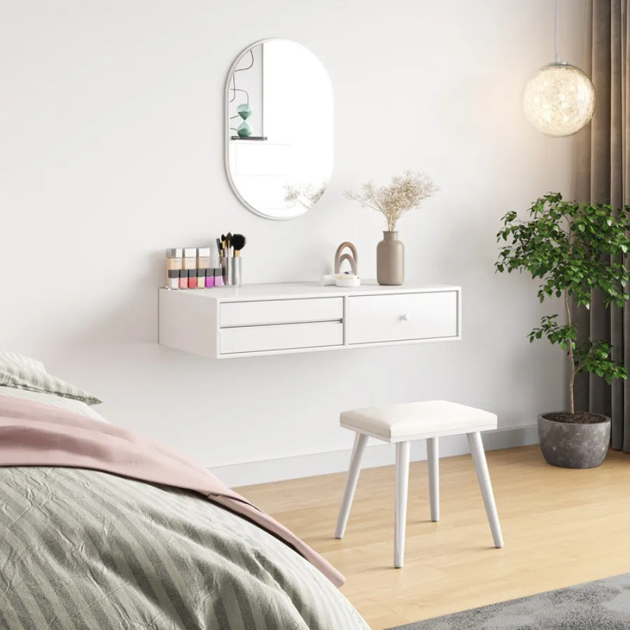 Bàn Trang Điểm Treo Tường Gỗ Công Nghiệp Nhỏ Xinh