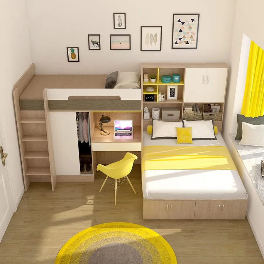 Bộ Combo Giường Tầng Kết Hợp Tủ Quần Áo Và Bàn Học Đẹp Hiện Đại