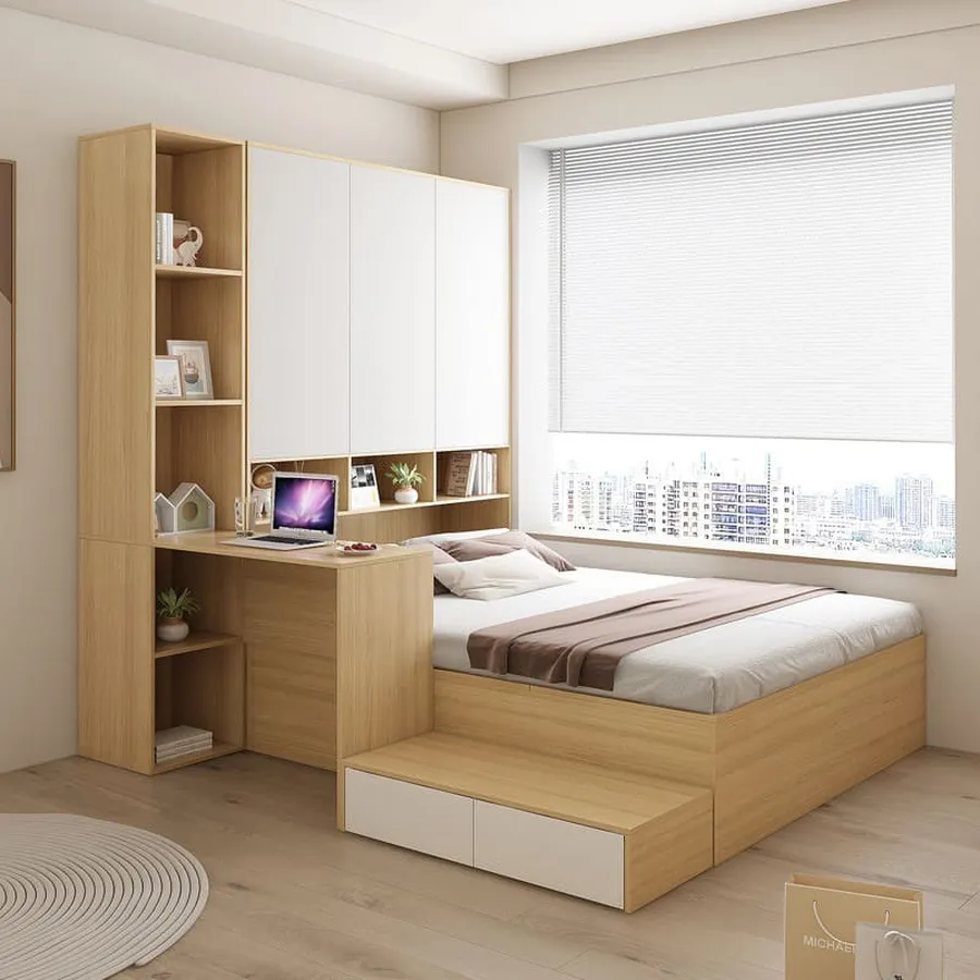 Combo Giường Tủ Bàn Làm Việc Gỗ MDF Thông Minh Hiện Đại