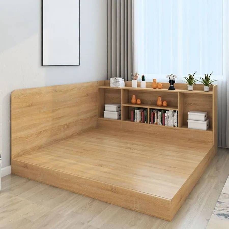 Giường Ngủ Gỗ Công Nghiệp Kết Hợp Kệ Sách Thông Minh