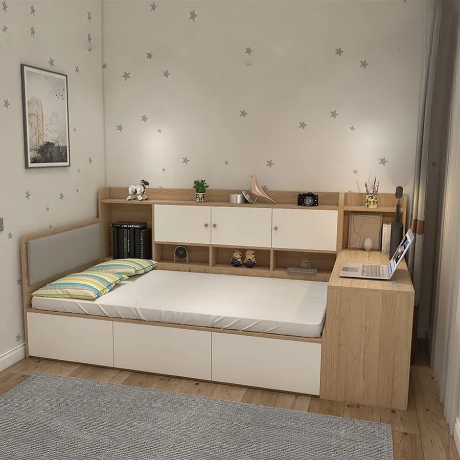 Giường Ngủ MDF Kết Hợp Bàn Học Và Kệ Sách Thông Minh Tiện Lợi