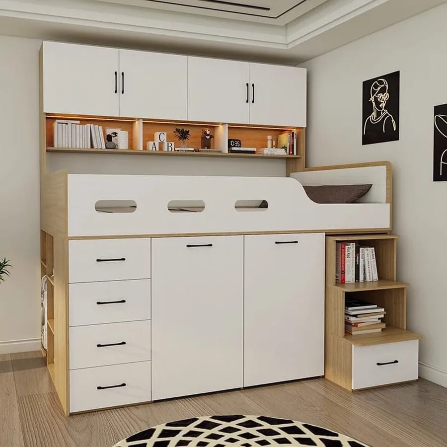 Giường Tầng Gỗ Công Nghiệp Kết Hợp Tủ Quần Áo Đẹp Giá Rẻ