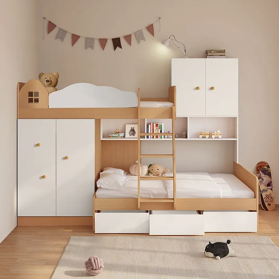 Giường Tầng Kết Hợp Tủ Quần Áo Cho Bé Thông Minh Hiện Đại