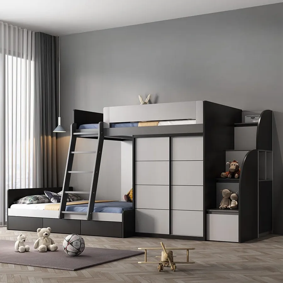 Giường Tầng Kết Hợp Tủ Quần Áo Gỗ Công Nghiệp Hiện Đại