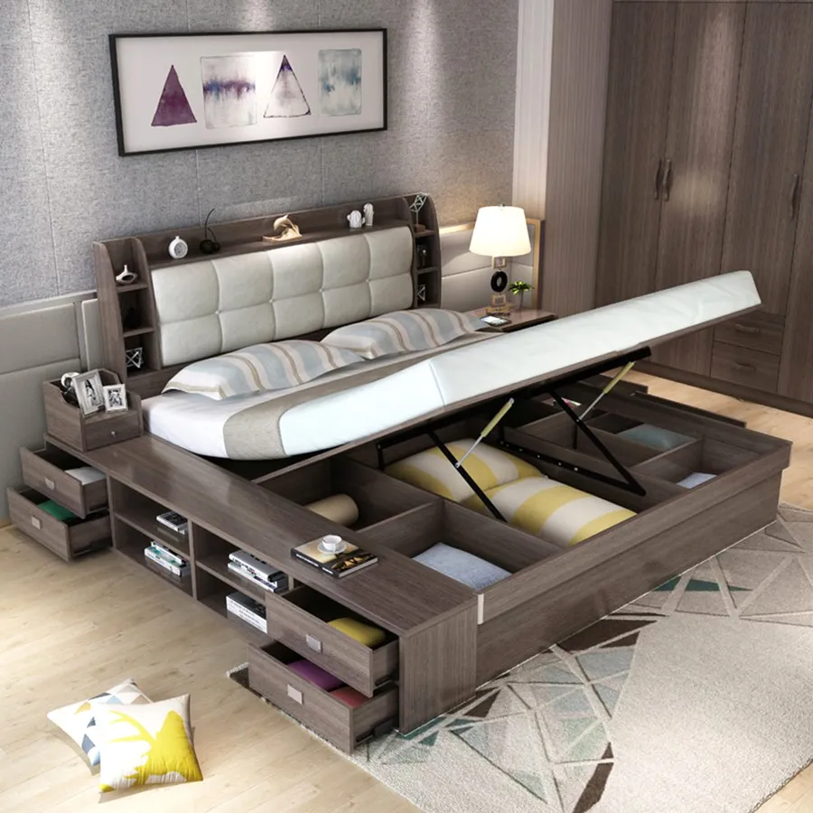 Giường Thông Minh Kết Hợp Tủ Kệ Hiện Đại Tiện Lợi