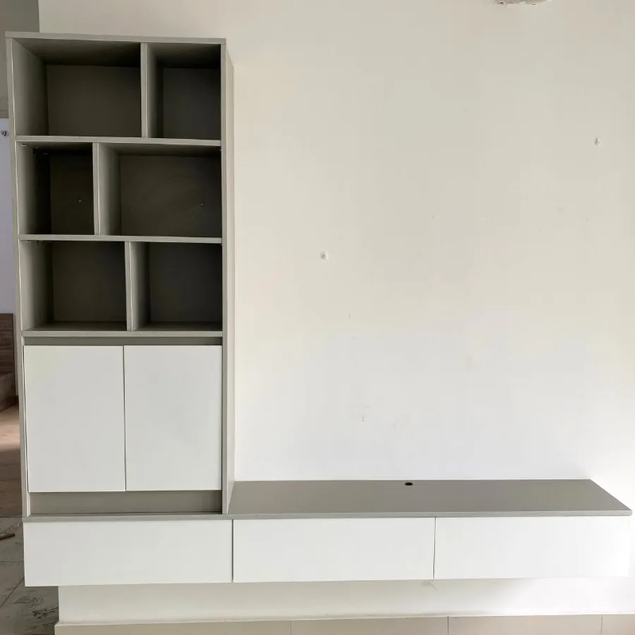 Kệ Tivi Treo Tường Kèm Kệ Sách Gỗ MDF Phong Cách Tối Giản